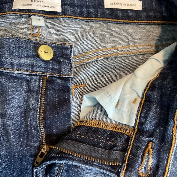 FRAME Le Skinny de Jeanne Women’s Skinny Jeans Size 28 Dark Wash Distressed Raw - Picture 5 of 9